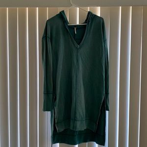 Free people oversized hooded green shirt size small